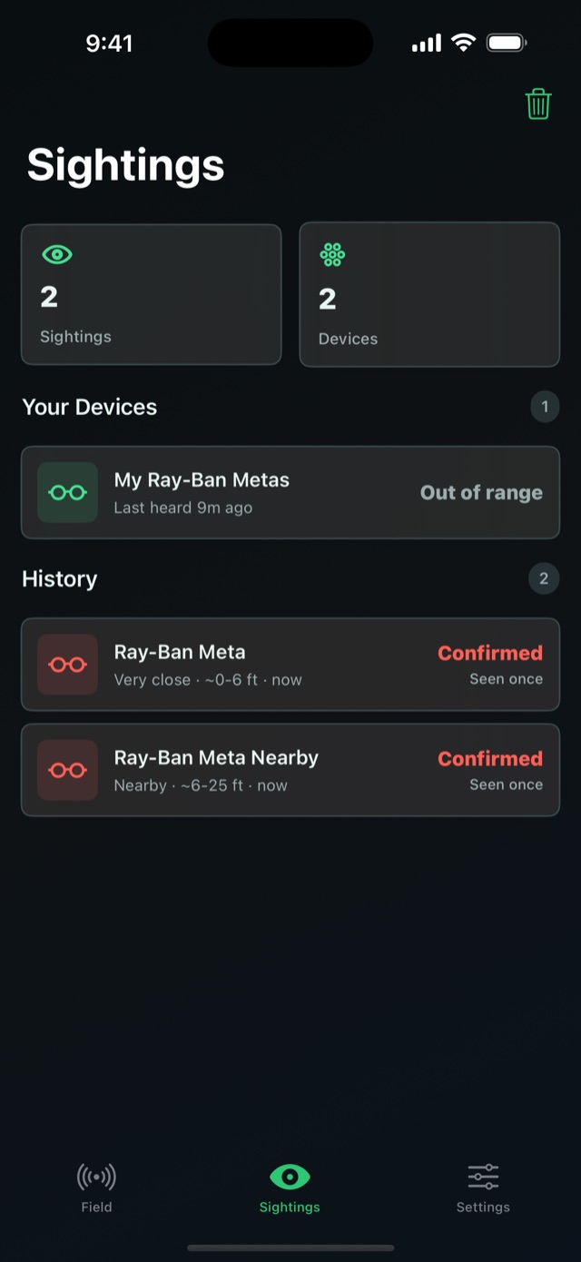 AntiZuck sightings history showing repeat encounters.